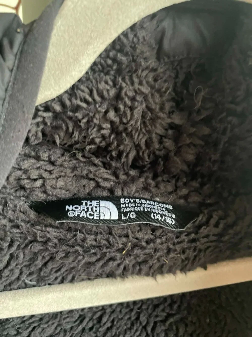 The North Face Kids Colorblock Hooded Puffer Jacket Black Gray Size L Large